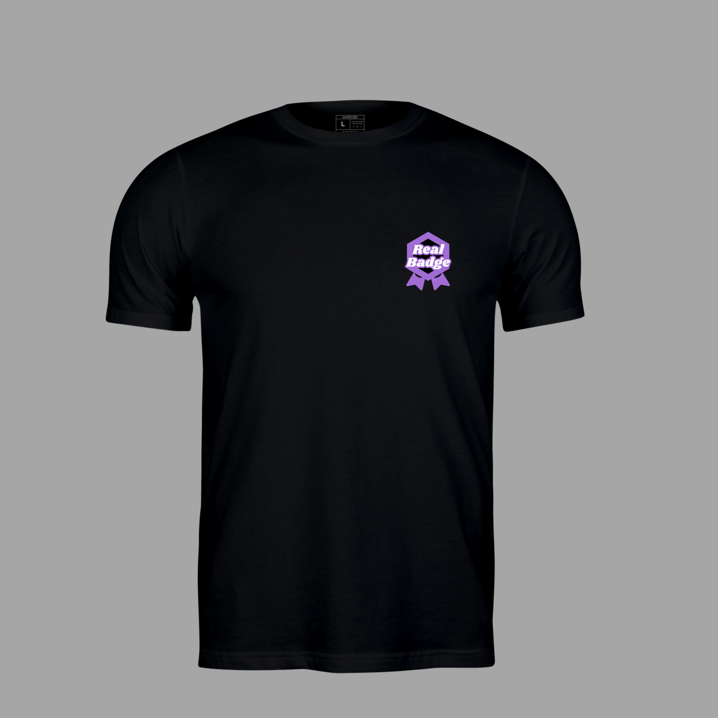 Black Short Sleeve Crew Neck Tee (Purple)