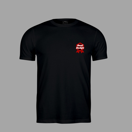 Black Short Sleeve Crew Neck Tee (Red)