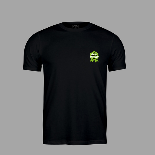 Black Short Sleeve Crew Neck Tee (Green)